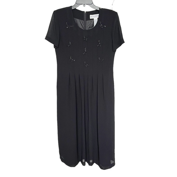 Jessica Howard Dress Butterfly Embellished Pleated Vintage Size 12 Black Party - Picture 1 of 5